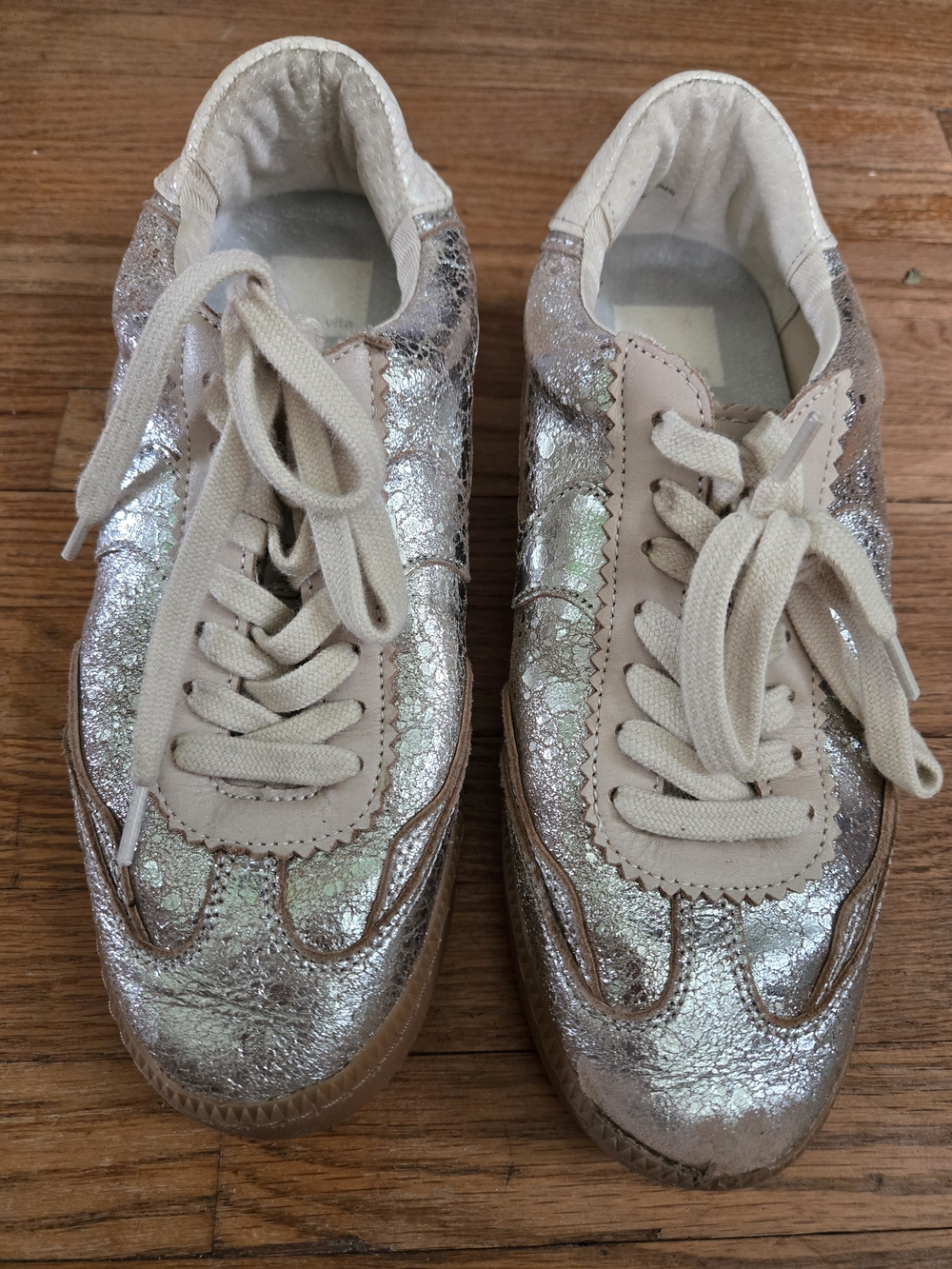 Dolce Vita Metallic Silver Lace-Up Sneakers